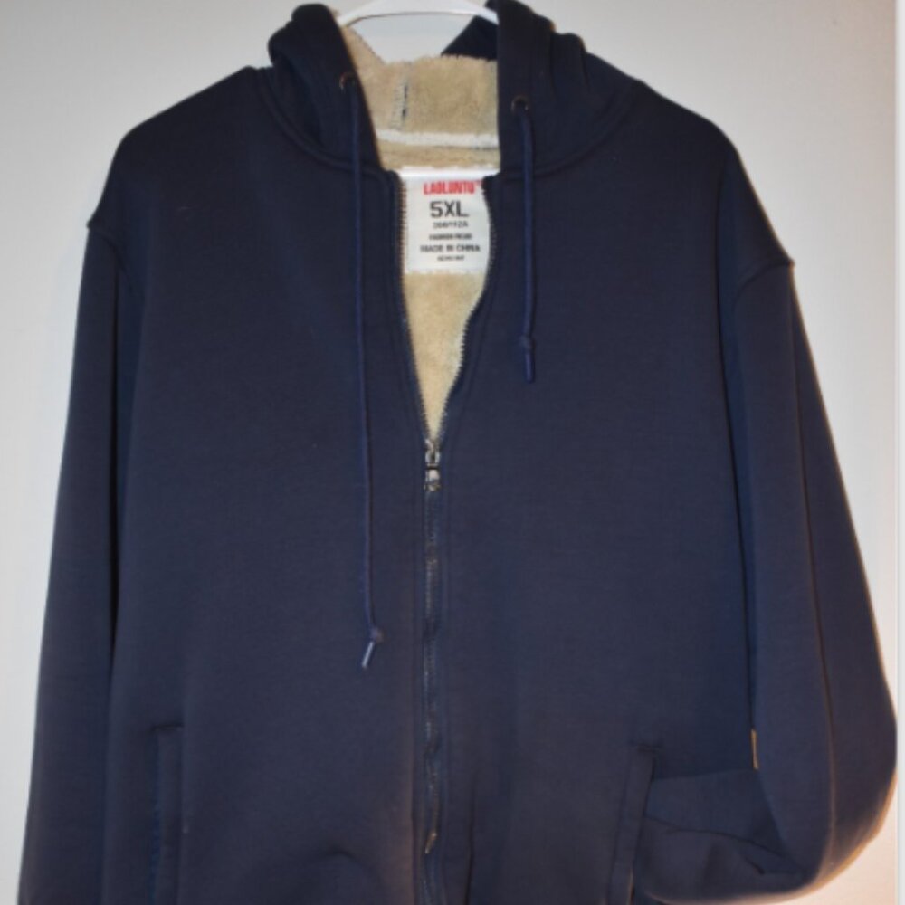 Laoluntu Men's Blue Lined Zip Up Sweatshirt Size‎ XL - Extremely Warm
